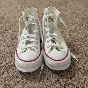 Kids white platform high top converse. Size 4.5